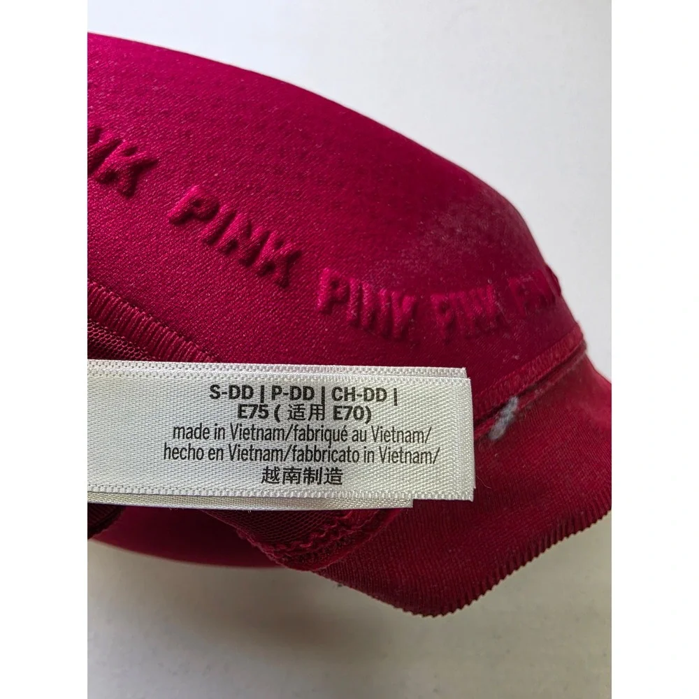 Victoria's Secret PINK Ultimate Front Zip Sports Bra S-DD Dark Pink Racerback - Picture 5 of 7